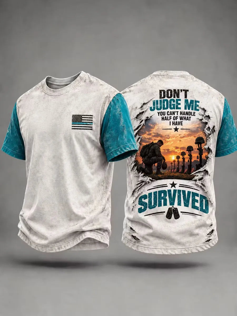 Men's U.S. Veteran PTSD Printed Casual T-Shirt