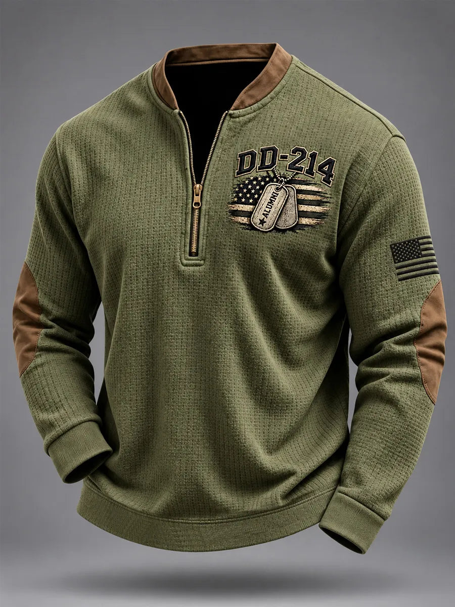 Men's Veterans Day DD-214 Alumni US Flag Print Casual Sweatshirt
