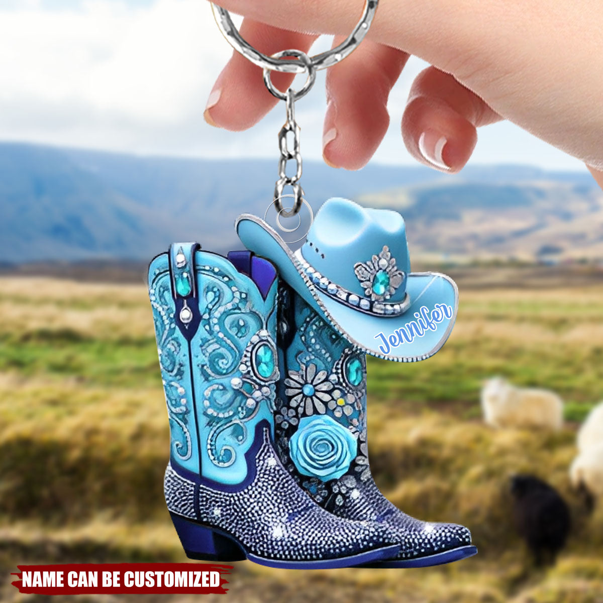 Cowgirl Boots - Personalized Acrylic Keychain - 3