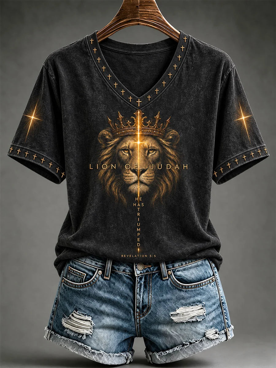 Women's Lion Of Judah He Has Triumphed Print T-shirt