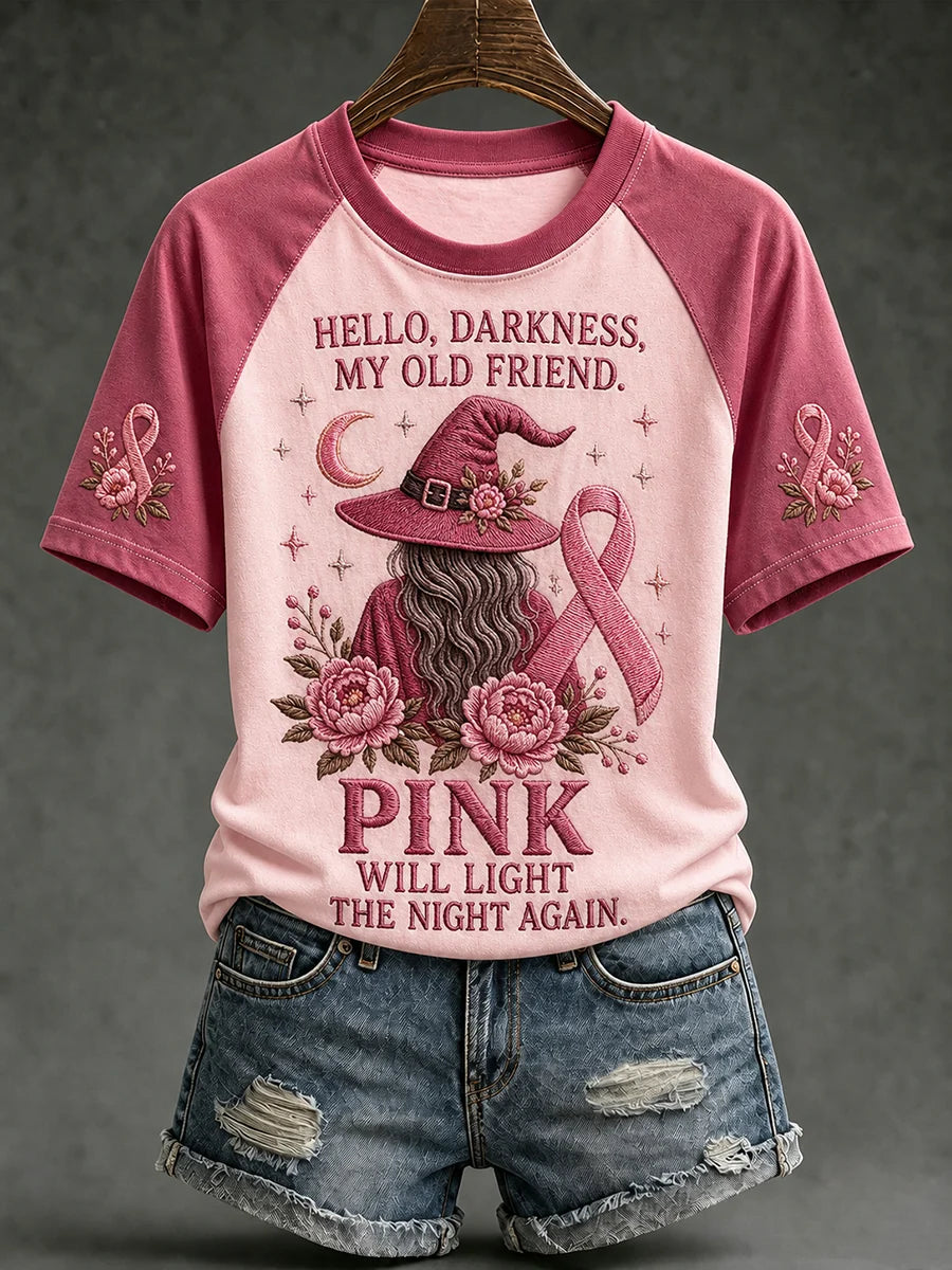 Women's Hello Darkness My Old Friend Pink Will Light The Night Again T-shirt