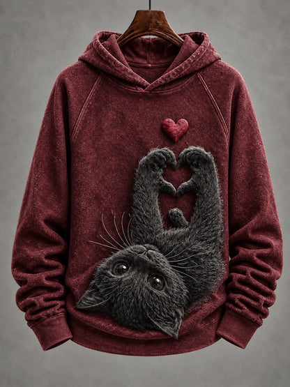 Women's Vintage Cat Print Hoodie