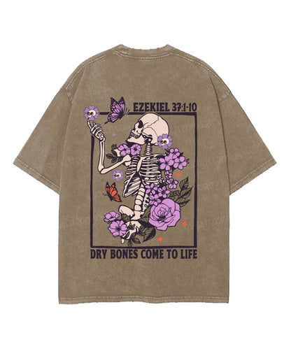 Dry Bones Come To Life Double Sided Unisex Washed Christian T-shirt
