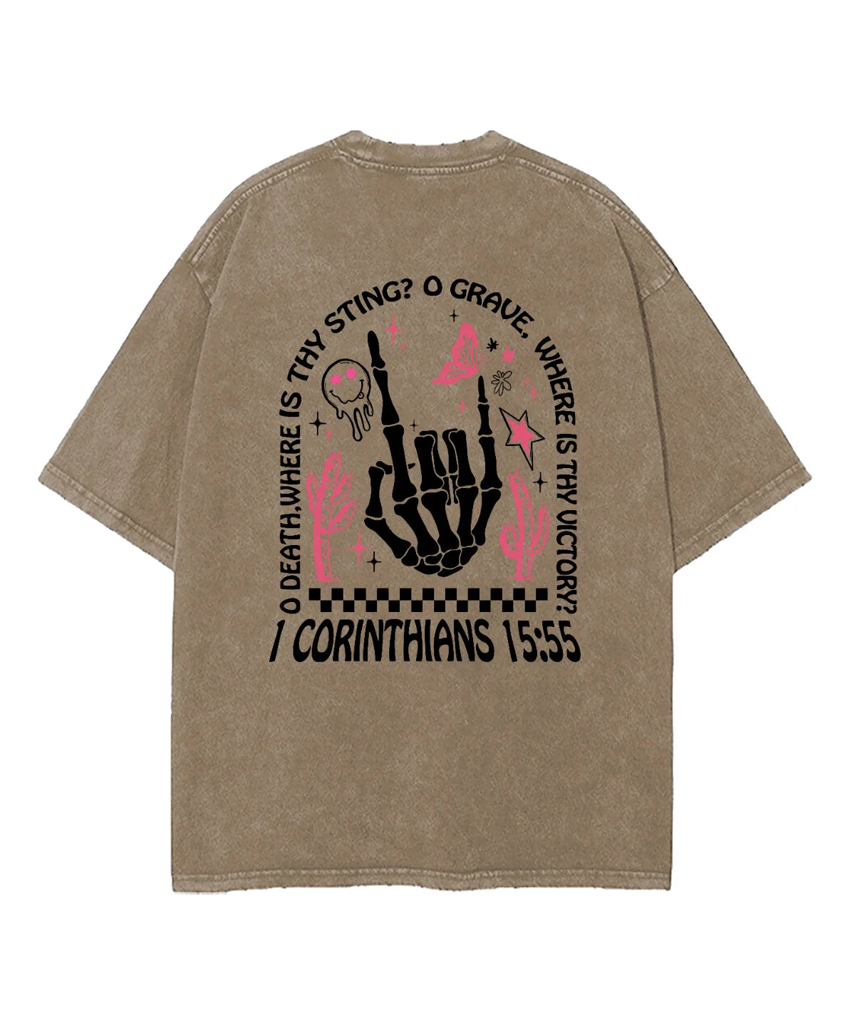 O Death Where Is Thy Sting Double Sided Washed Christian T-shirt
