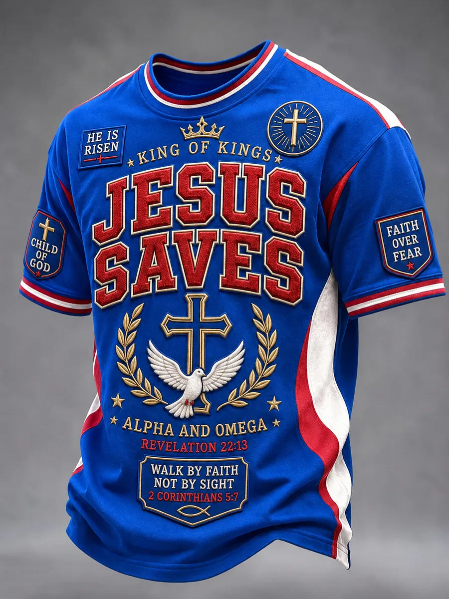 Men's Christian Cross O-neck Short Sleeve T-shirt
