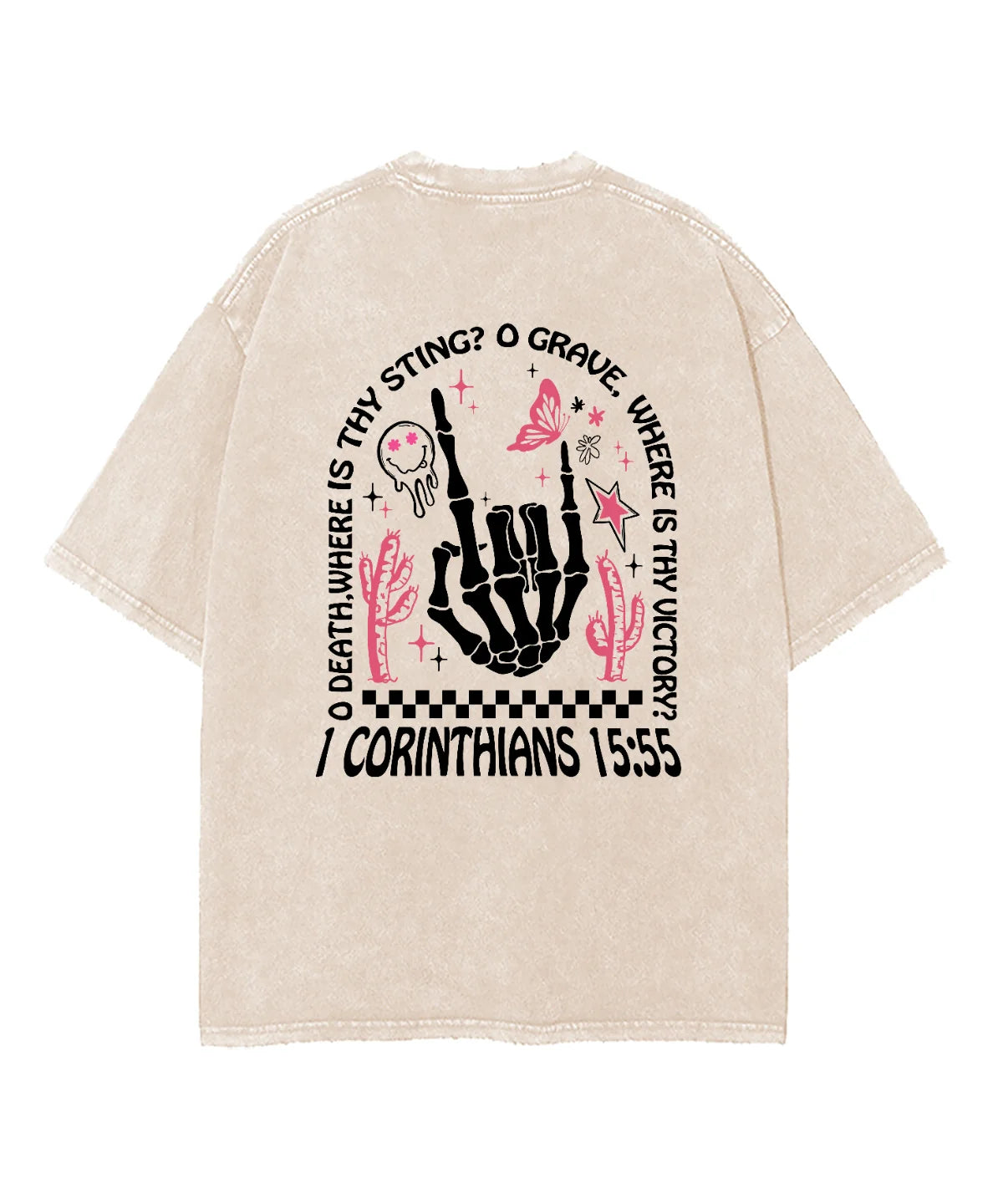 O Death Where Is Thy Sting Double Sided Washed Christian T-shirt