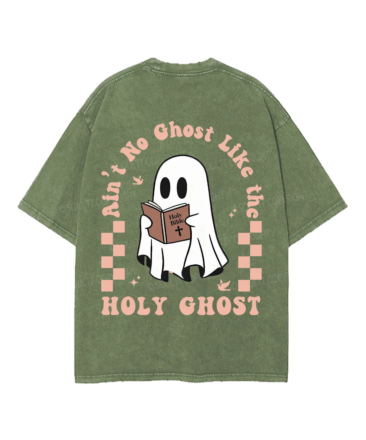 Holy Ghost Double Sided Unisex Washed Christian T-shirt