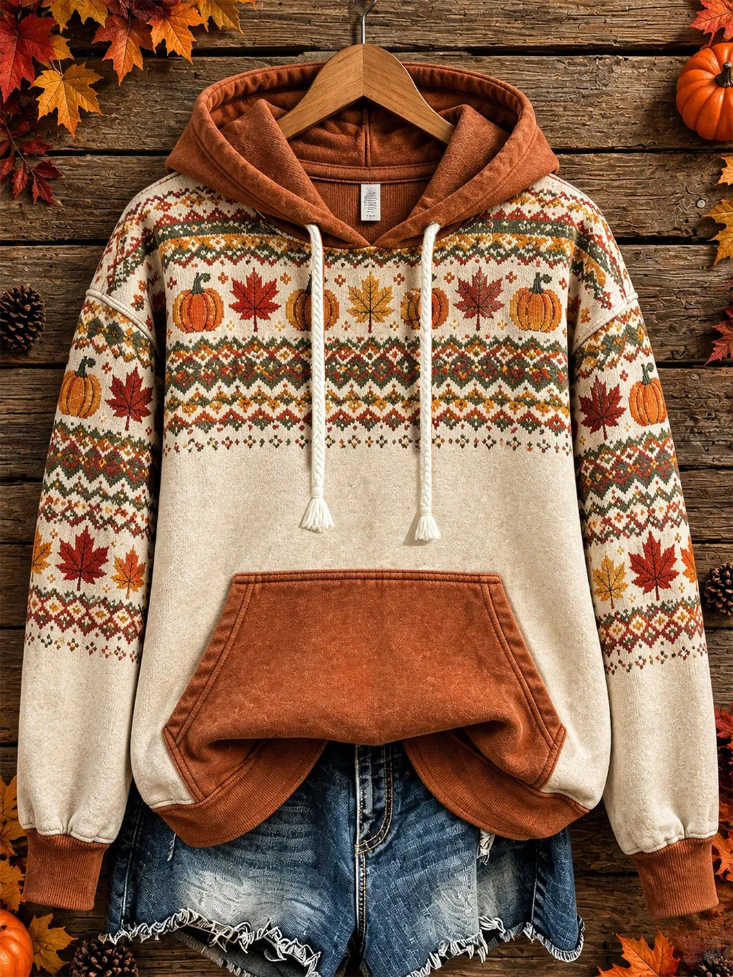 Women's autumn element pattern design casual hoodie
