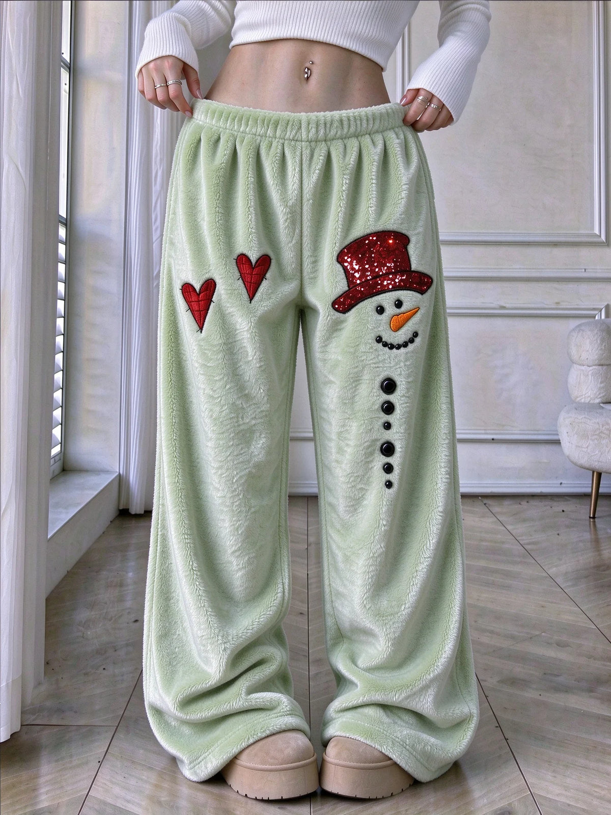 Women's Snowman-Print Flannel Pants