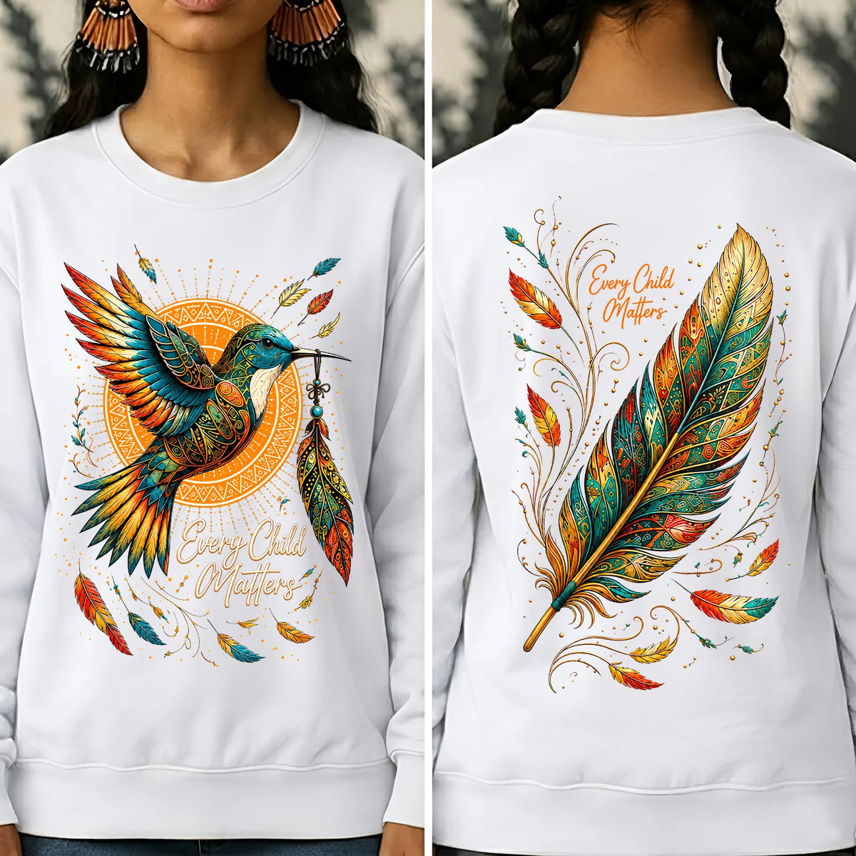 Hummingbird Remembrance Orange Shirt - Two Sides