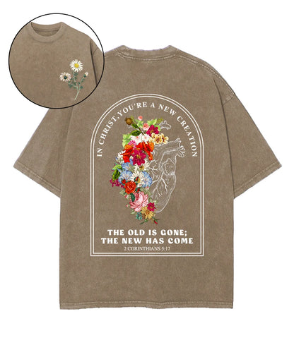You're A New Creation Double Sided Washed Christian T-shirt