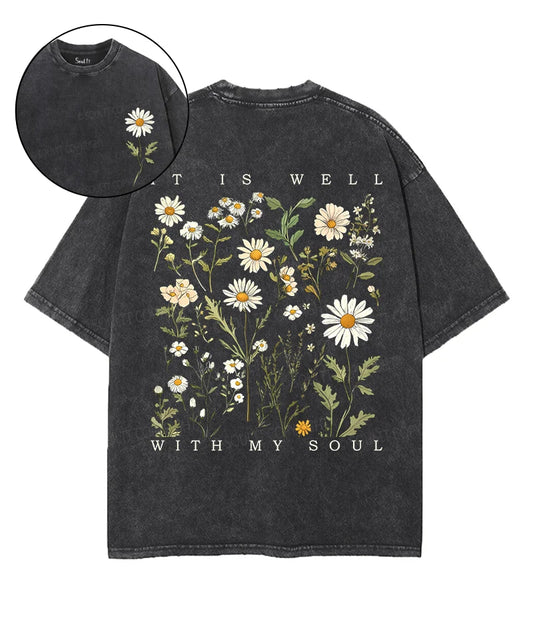 It Is Well With My Soul Double Sided Unisex Washed Christian T-shirt