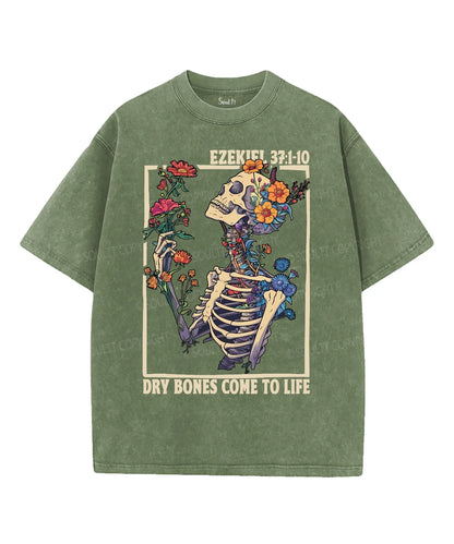 Dry Bones Come To Life Unisex Washed Christian T-shirt