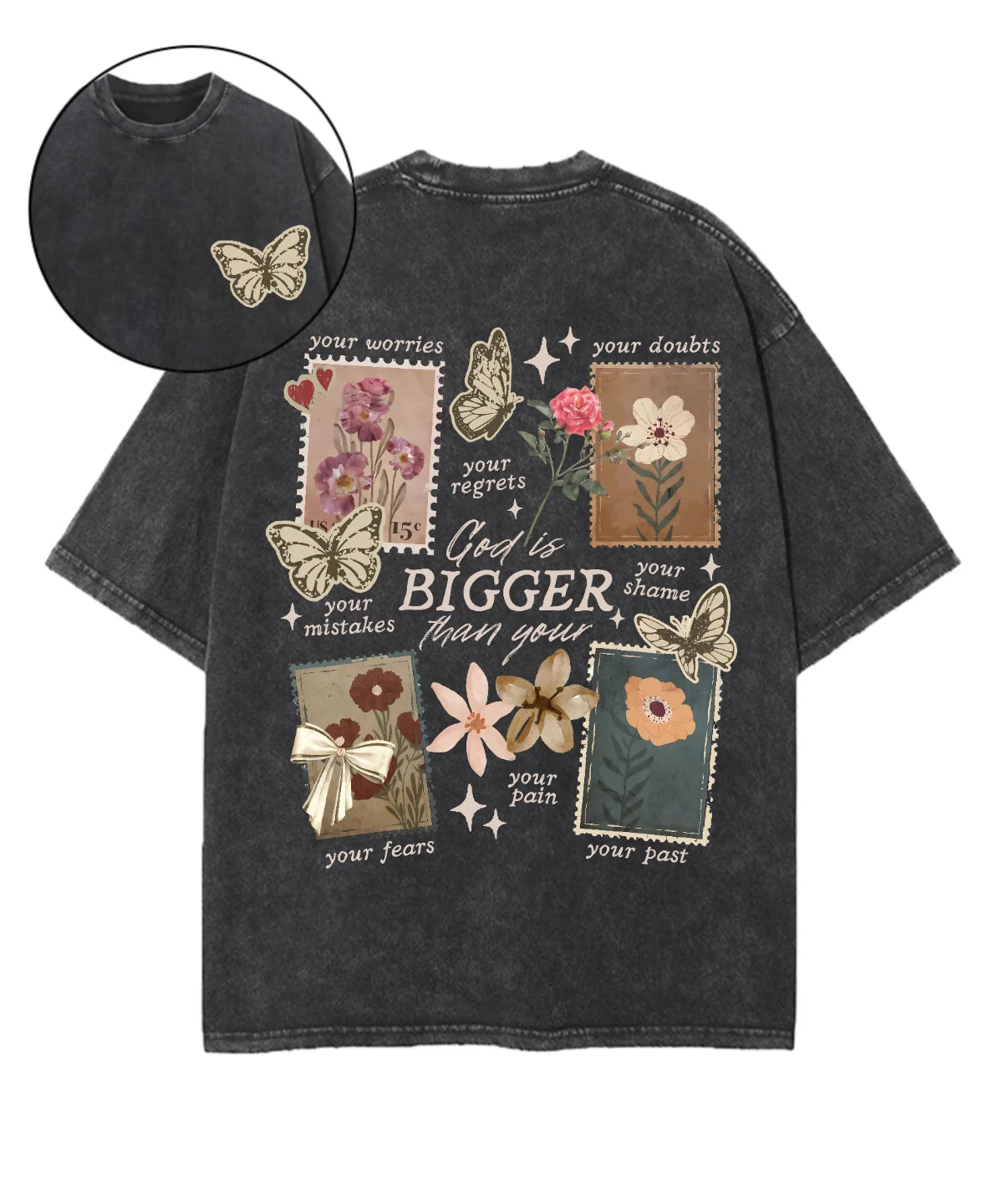 God Is Bigger Than Double Sided Unisex Washed Christian T-shirt