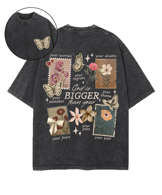 God Is Bigger Than Double Sided Unisex Washed Christian T-shirt