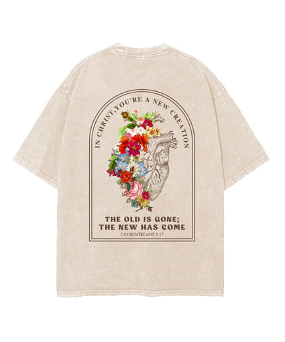You're A New Creation Double Sided Washed Christian T-shirt