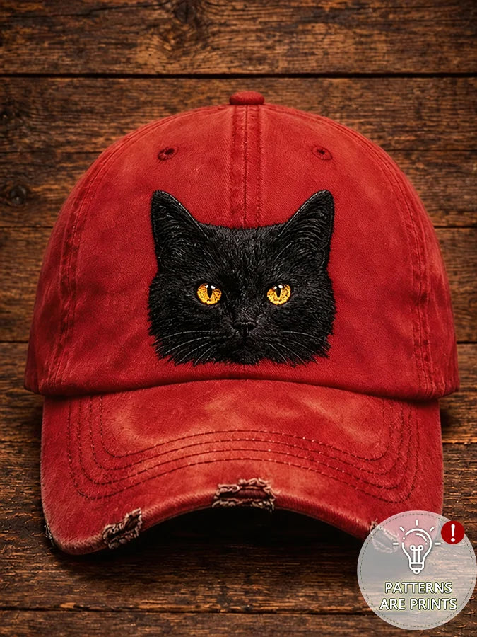 Retro Animal Black Cat Baseball Cap