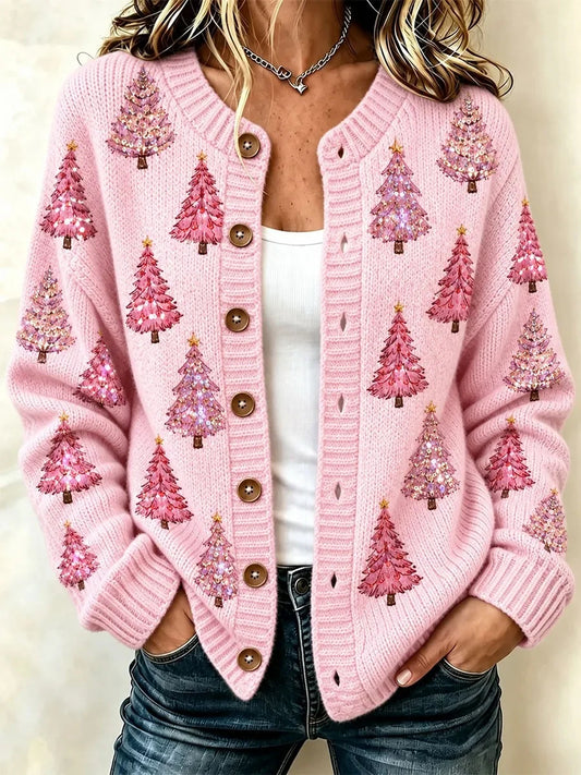 Women's Casual Printed Knit Cardigan