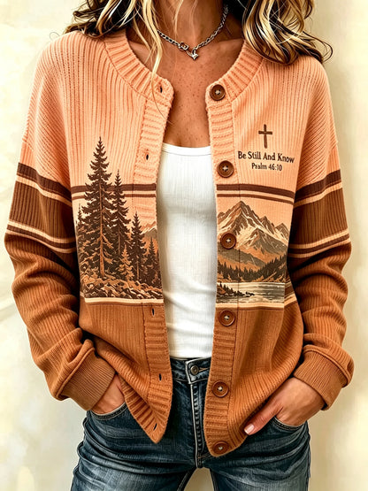 Women's Be Still And Know Psalm 46:10 Print Knit Cardigan