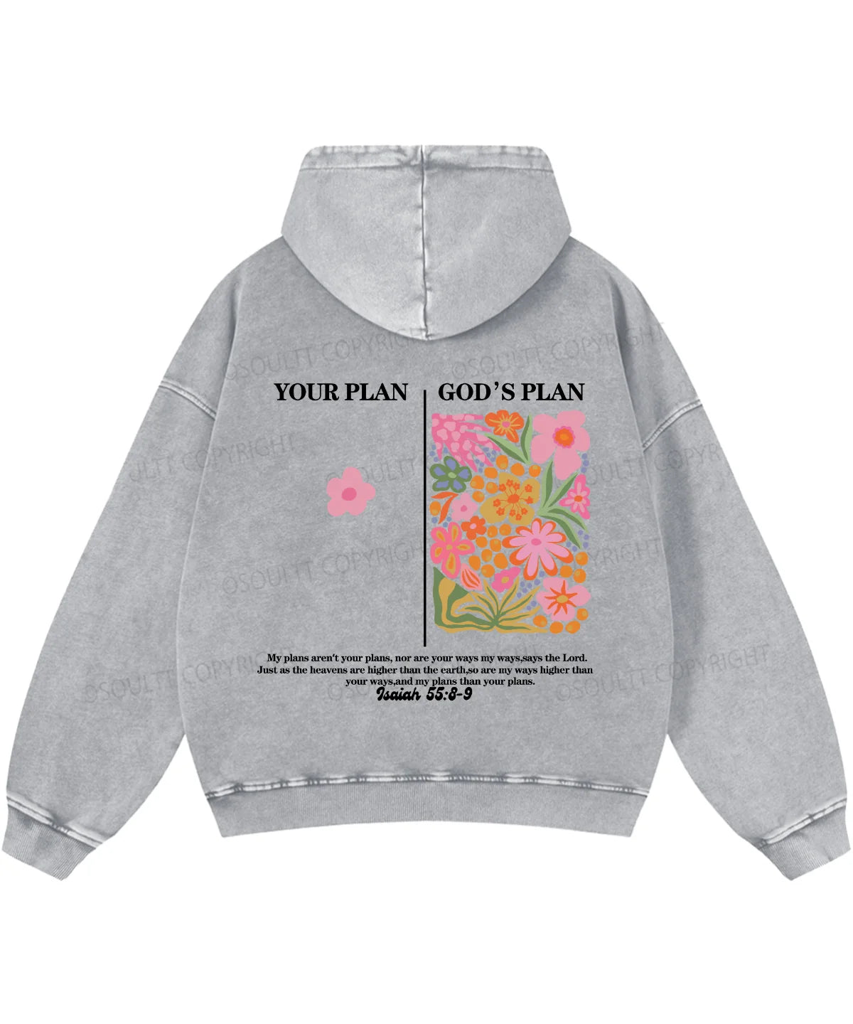 Your Plan God's Plan Double Sided Washed Christian Hoodie