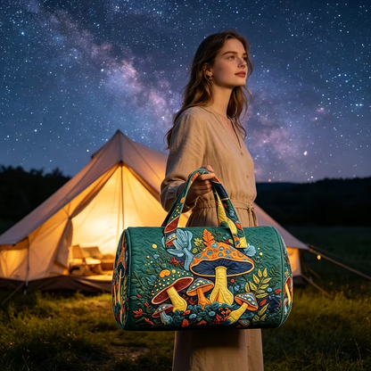 Vintage Mushroom Quilted Weekender Bag