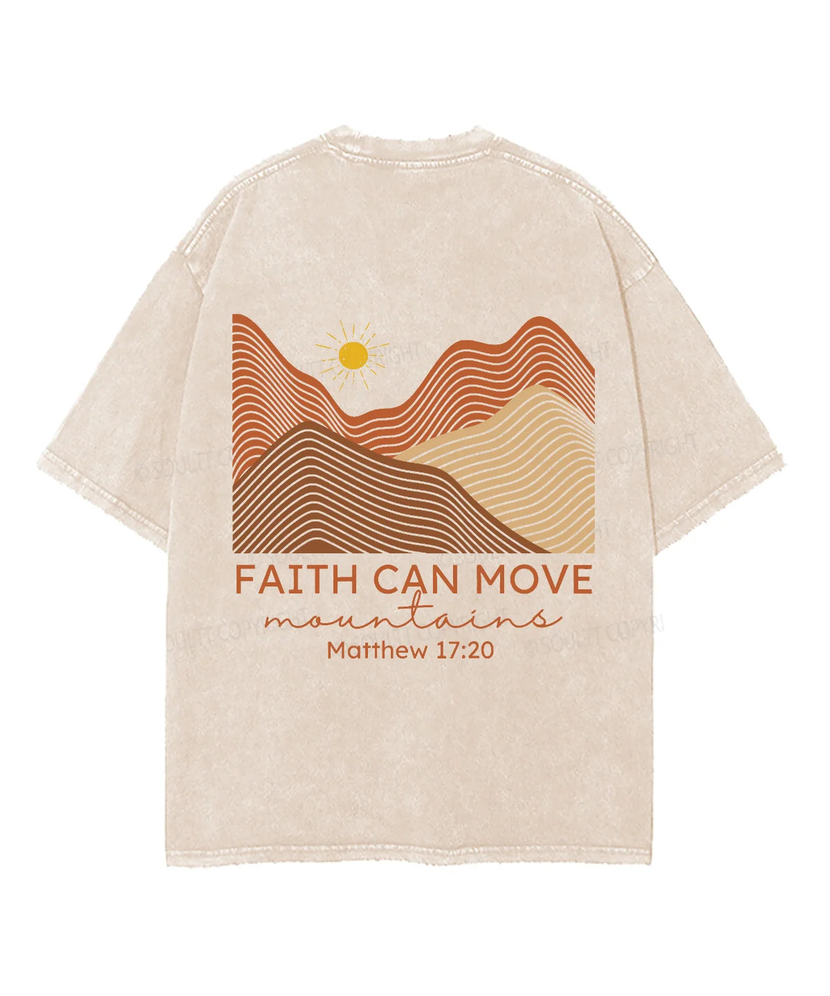 Faith Can Move Mountain Double Sided Unisex Washed Christian T-shirt