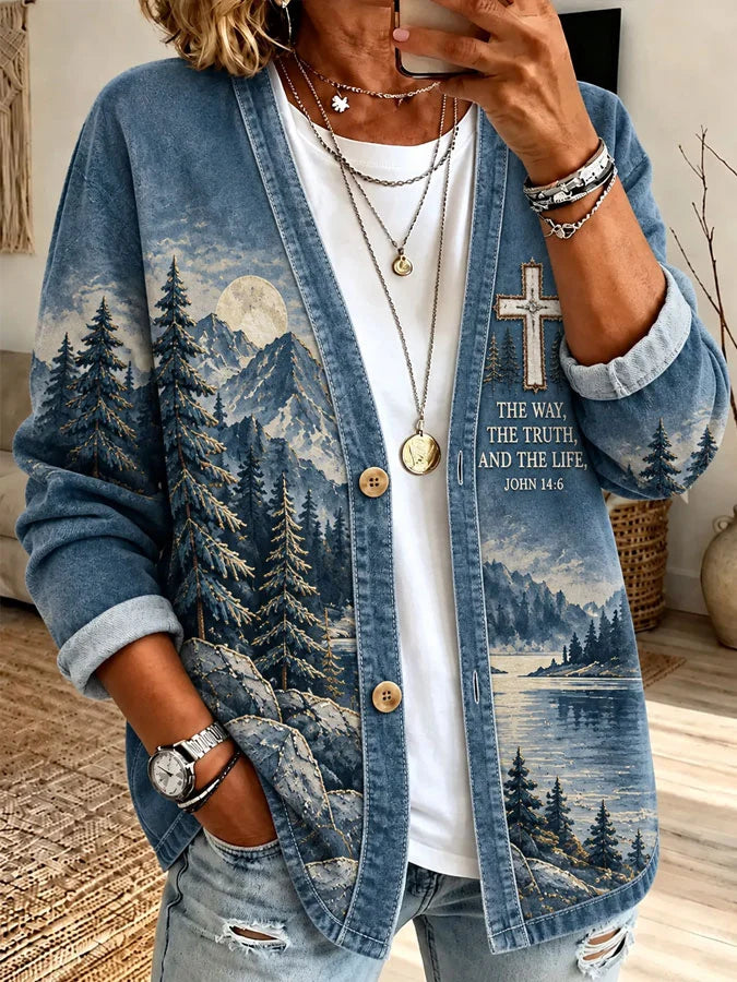 Women's Casual The Way, The Truth, And The Life, John 14:6 Printed Cardigan
