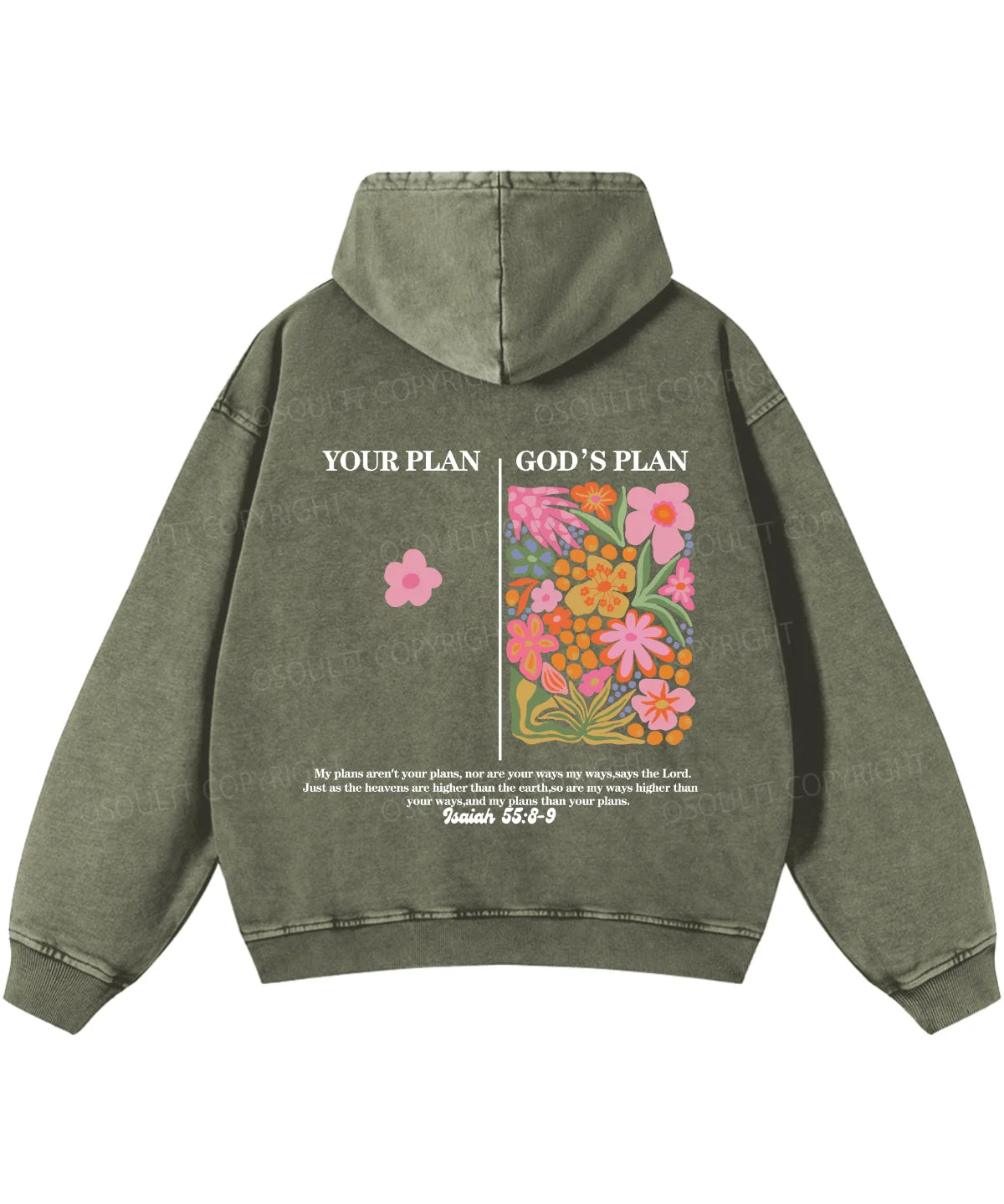 Your Plan God's Plan Double Sided Washed Christian Hoodie