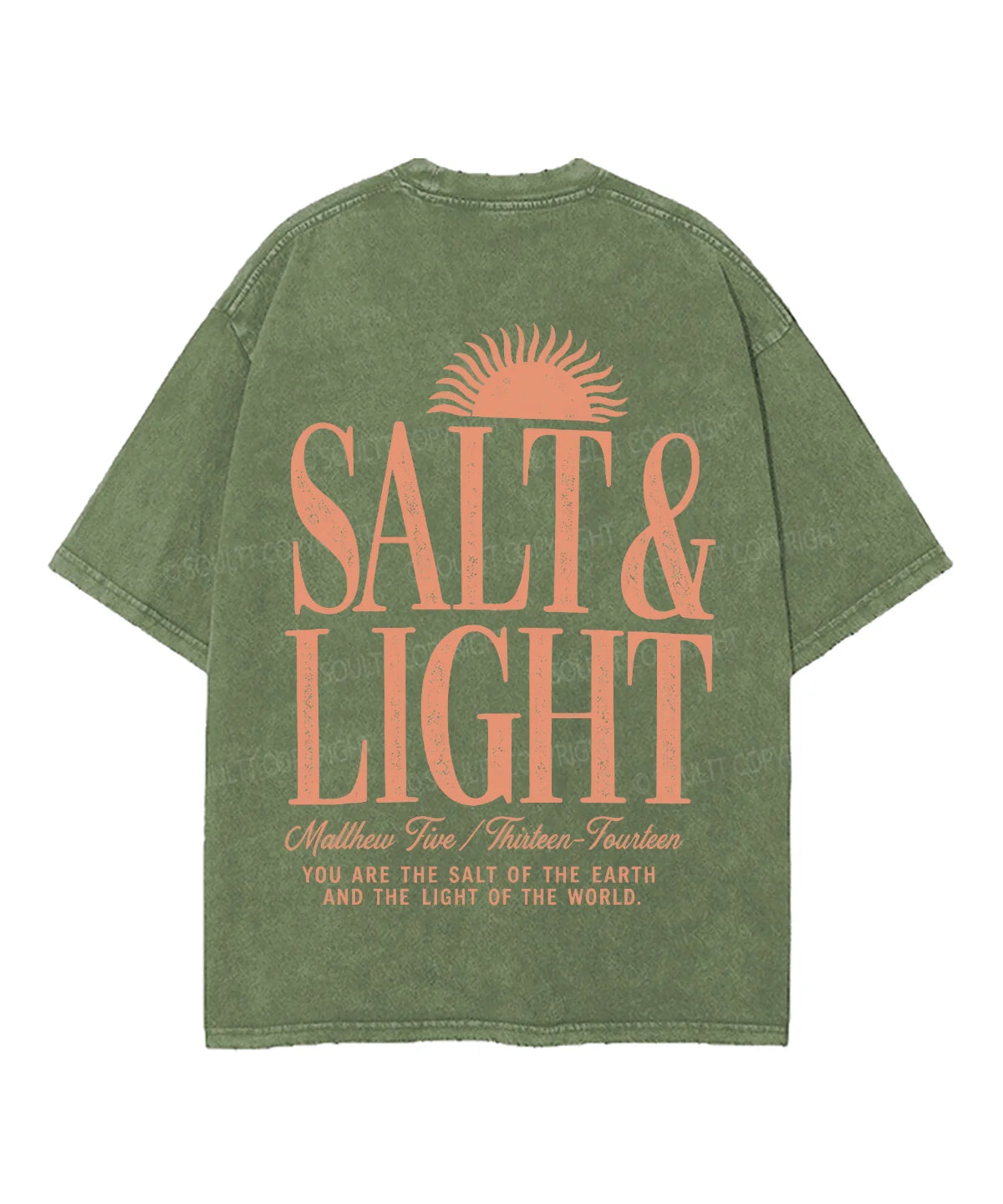 Salt & Light Double Sided Unisex Washed Christian T-shirt