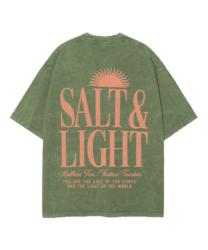 Salt & Light Double Sided Unisex Washed Christian T-shirt