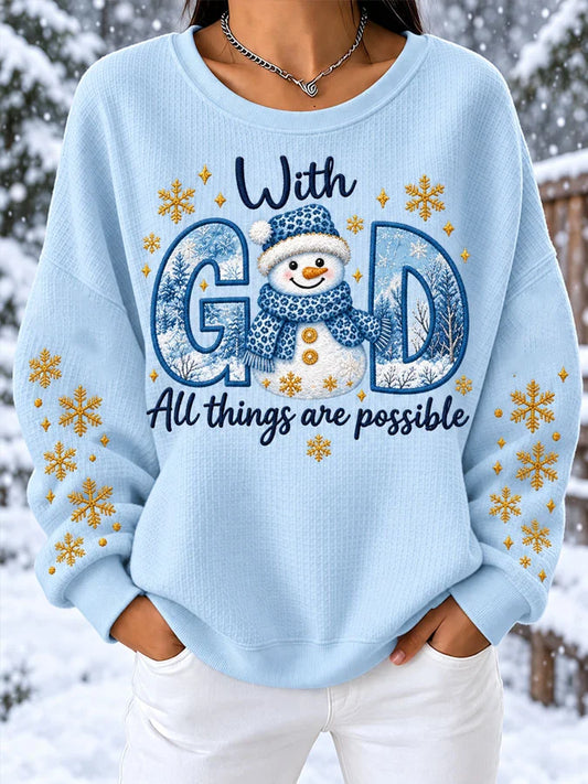 Women's With God All things are possible Casual Long-Sleeve Top