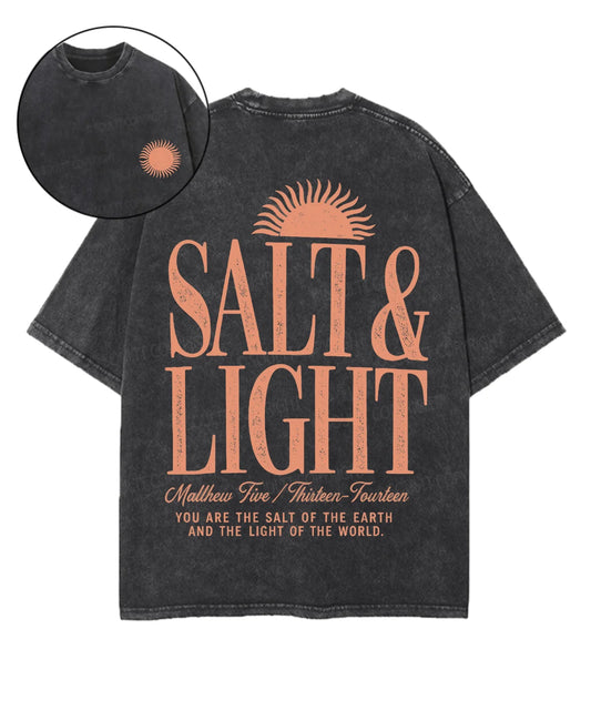 Salt & Light Double Sided Unisex Washed Christian T-shirt