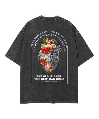 You're A New Creation Double Sided Washed Christian T-shirt