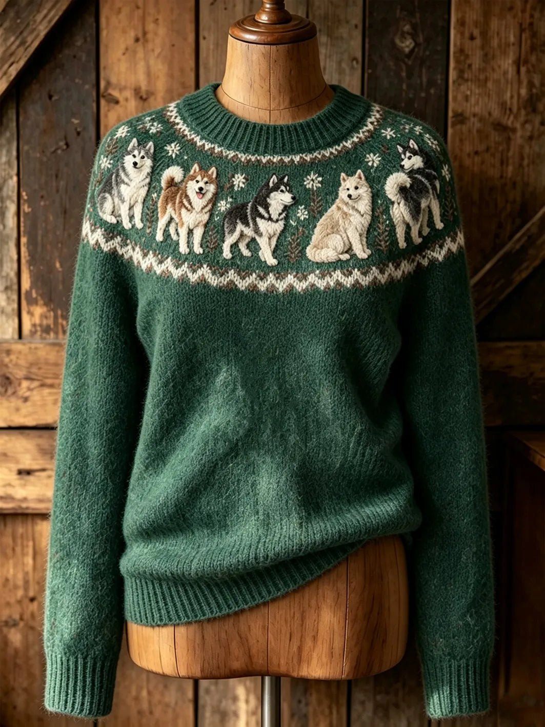 Women's cute puppy design casual long-sleeve sweater