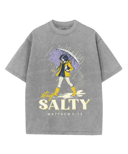 Stay Salty Unisex Washed Christian T-shirt