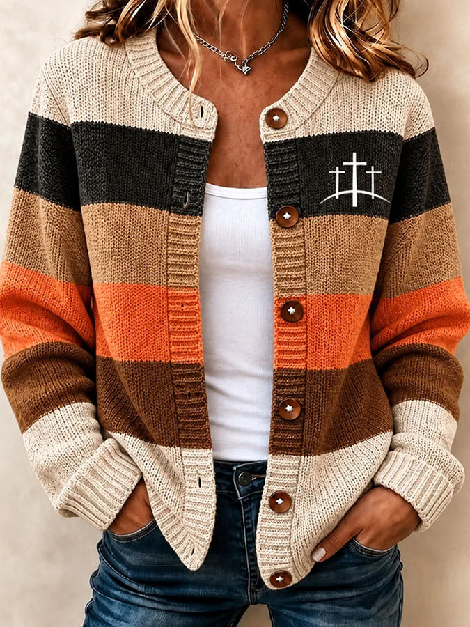 Women's Cross-Print Knit Cardigan