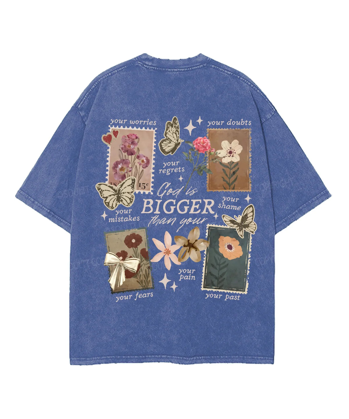 God Is Bigger Than Double Sided Unisex Washed Christian T-shirt