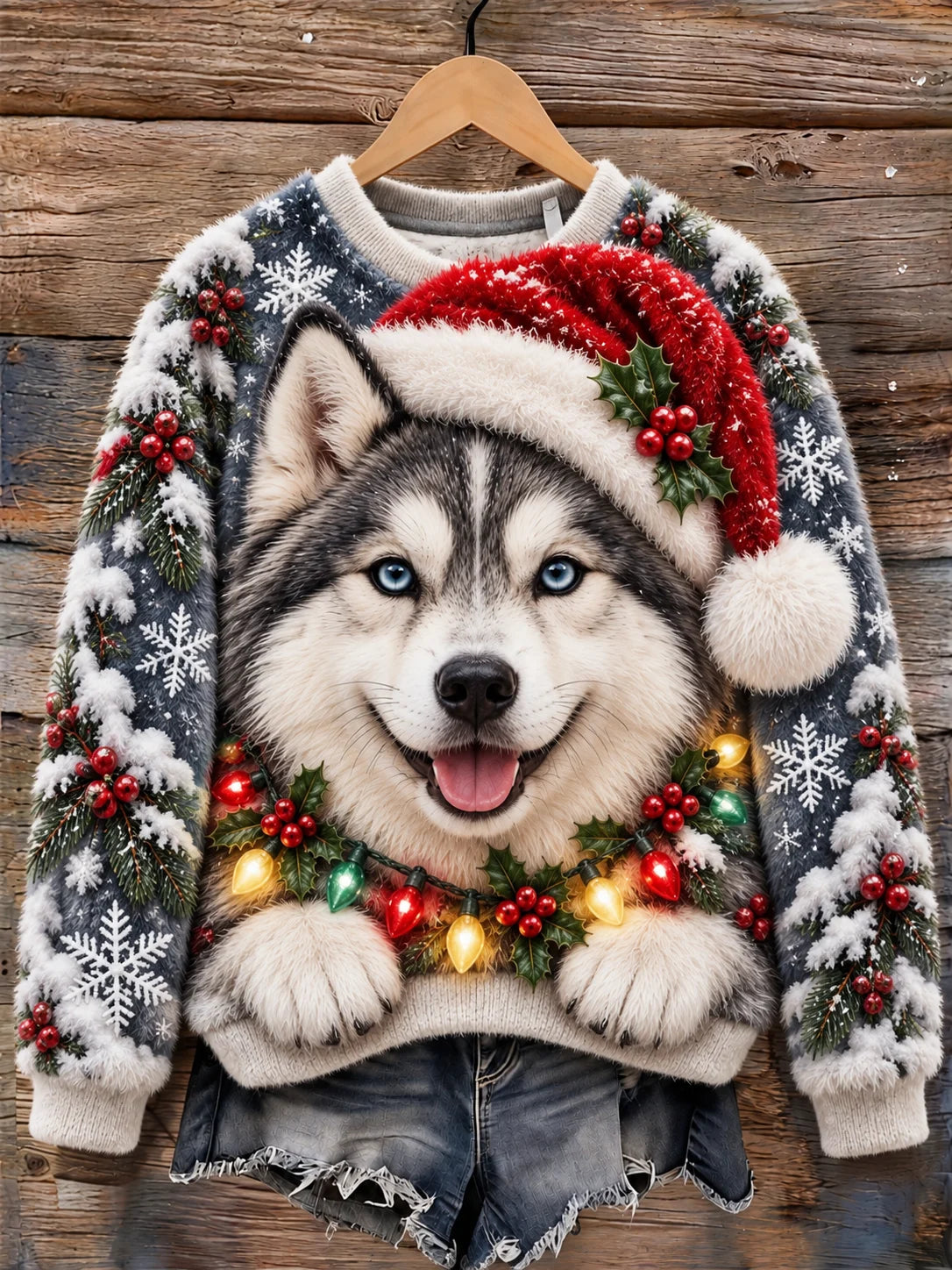 Women's Fun Animal Flannel Print Sweatshirt