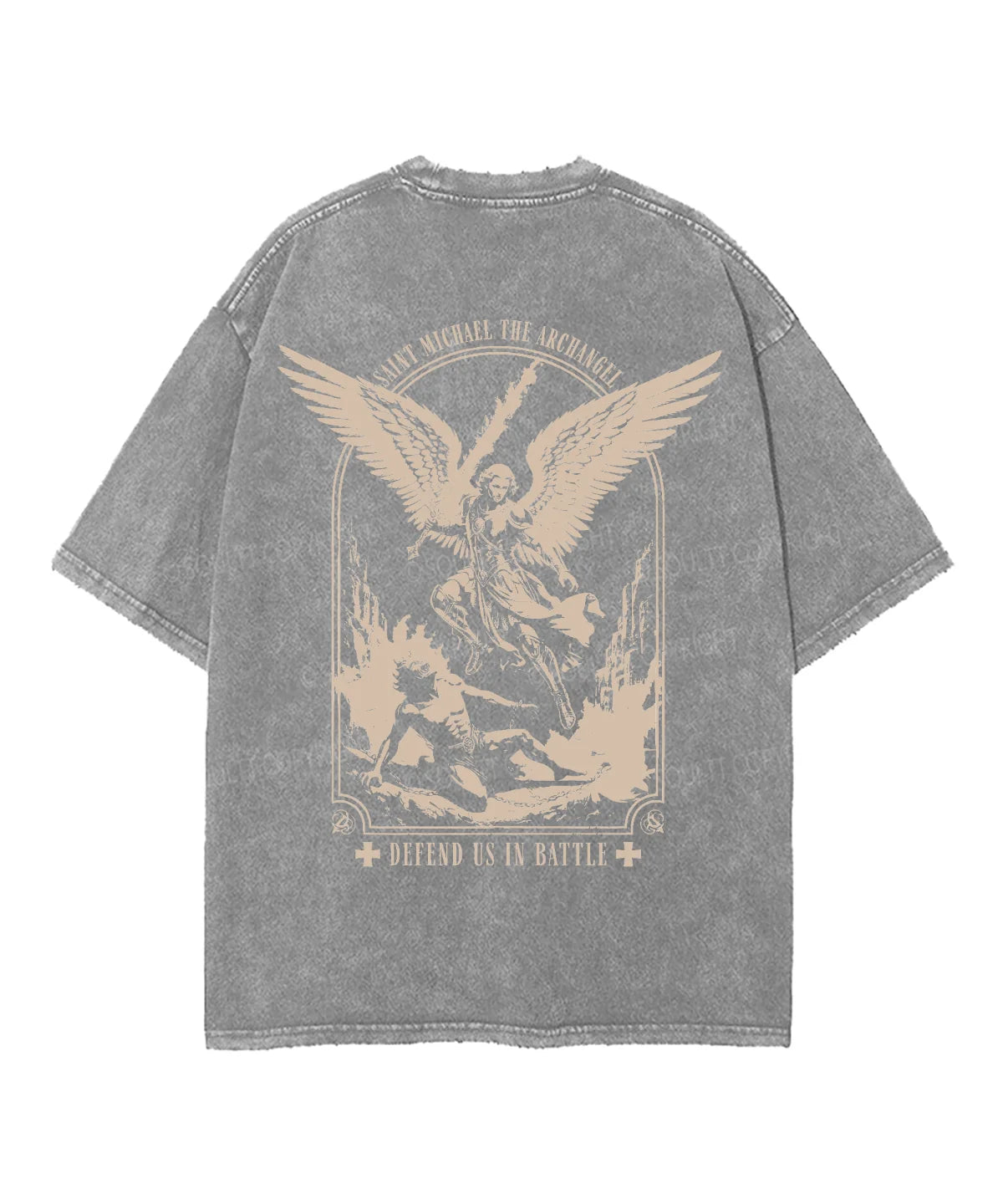 Saint Michael The Archangel Double Sided Unisex Washed Christian T-shirt