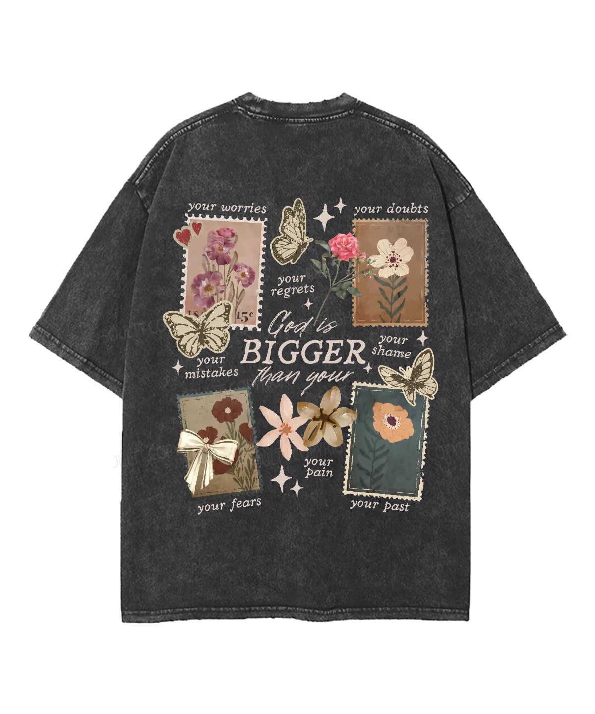 God Is Bigger Than Double Sided Unisex Washed Christian T-shirt