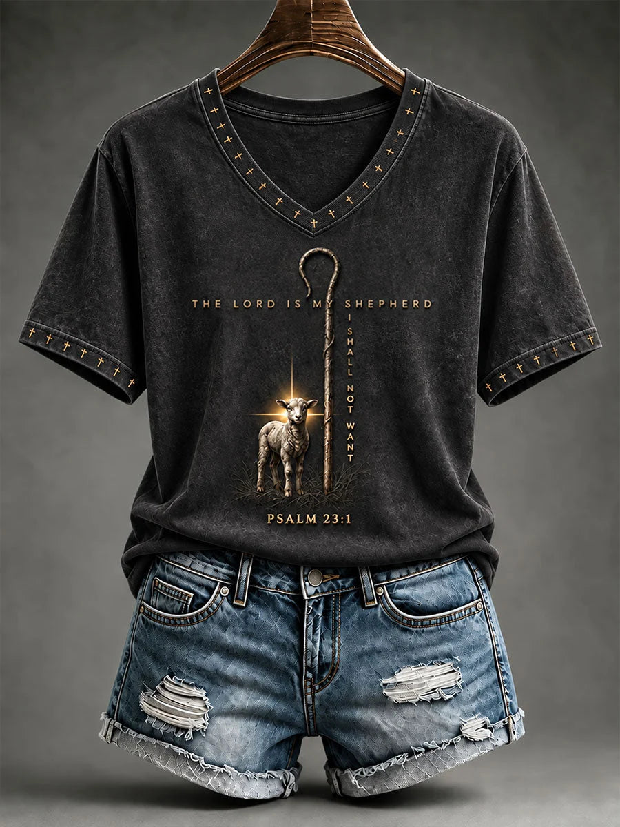 Women's The Lord Is My Shepherd I Shall Not Want Print T-shirt