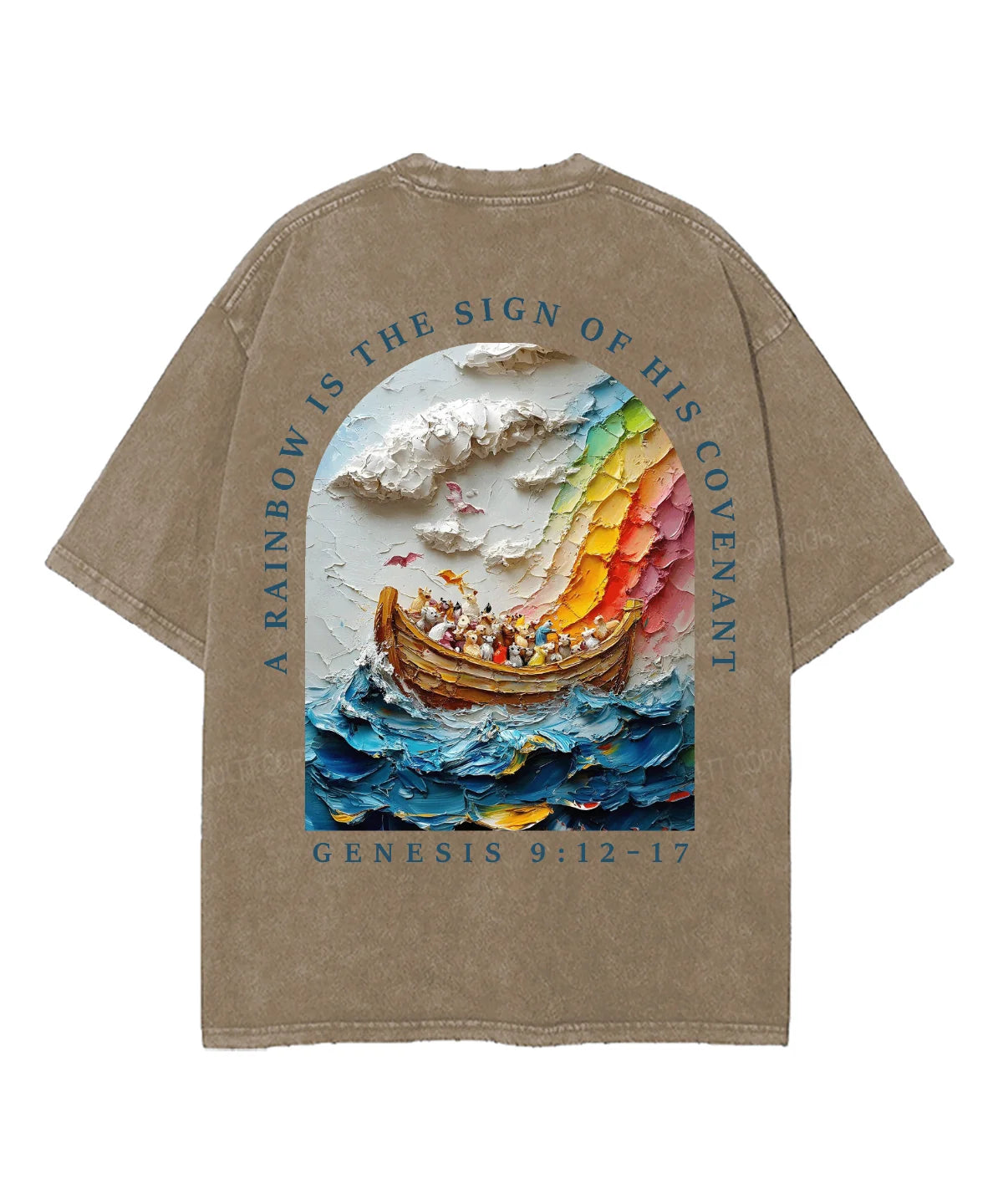 A Rainbow Is The Sign Double Sided Unisex Washed Christian T-shirt