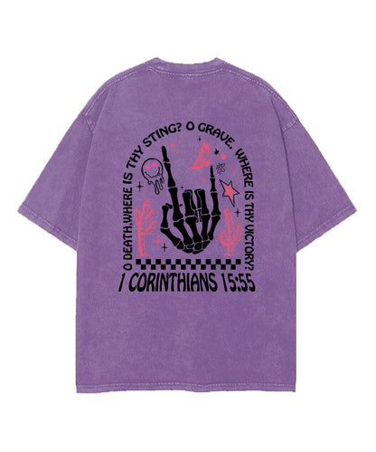 O Death Where Is Thy Sting Double Sided Washed Christian T-shirt