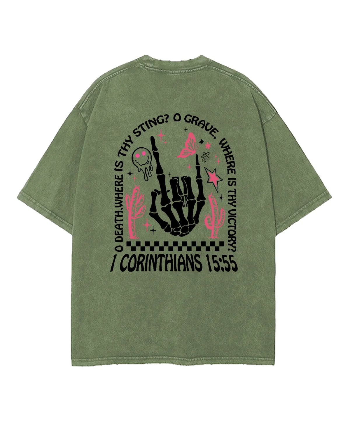 O Death Where Is Thy Sting Double Sided Washed Christian T-shirt
