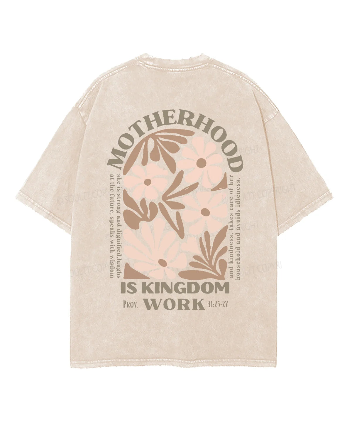 Motherhood Is Kingdom Work Double Sided Washed Christian T-shirt
