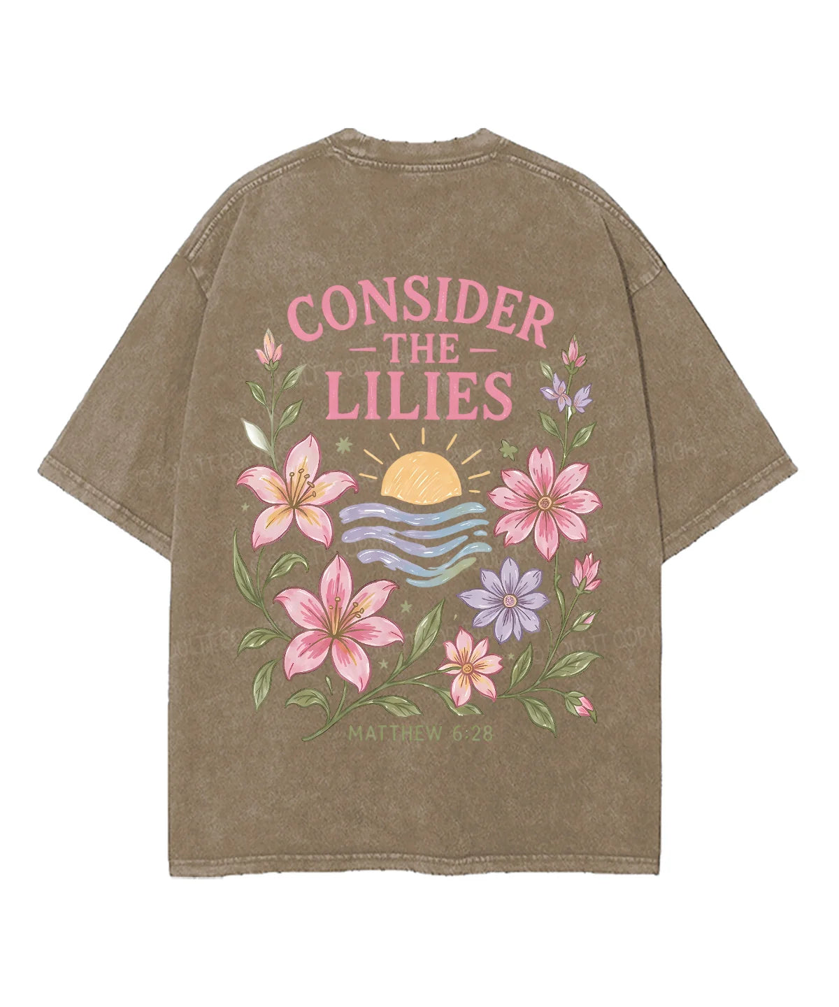Consider The Lilies　 Double Sided Unisex Washed Christian T-shirt