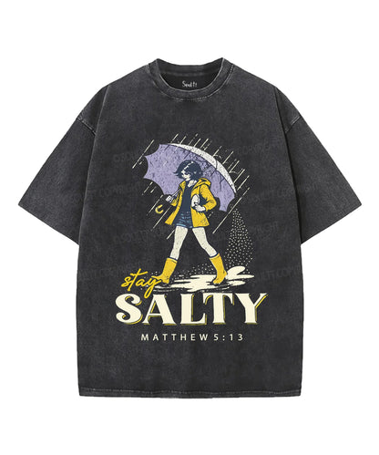 Stay Salty Unisex Washed Christian T-shirt
