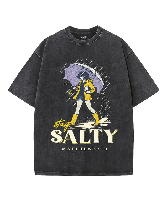 Stay Salty Unisex Washed Christian T-shirt