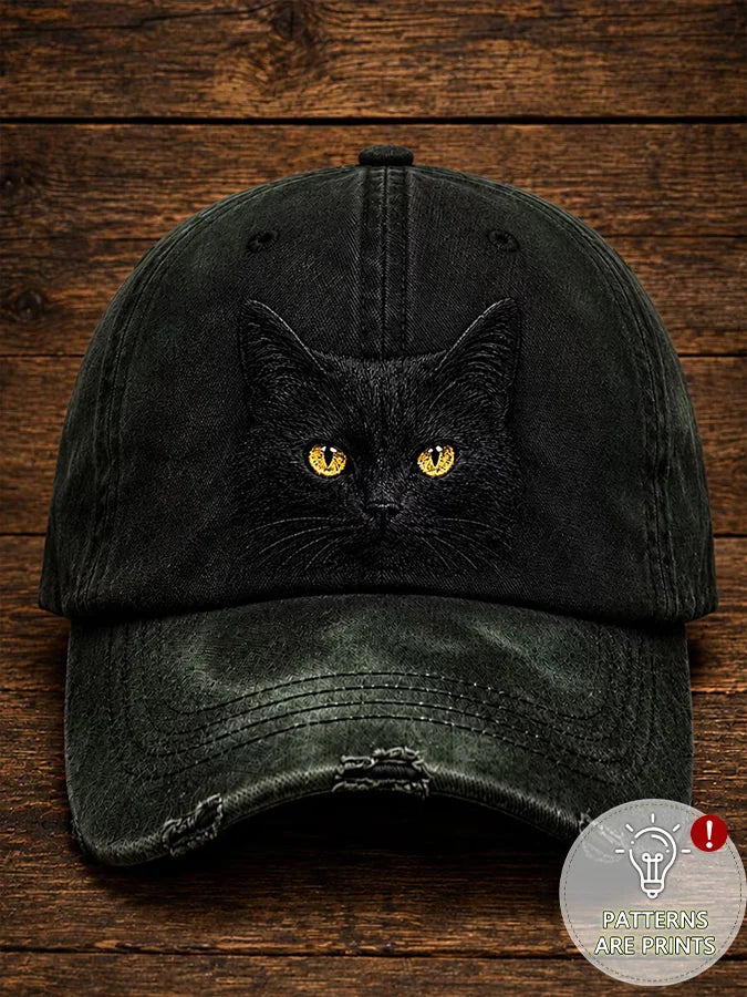 Retro Animal Black Cat Baseball Cap