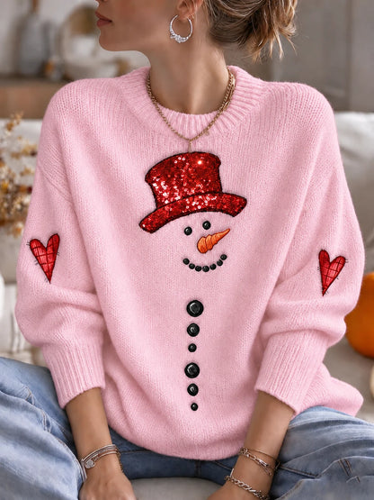 Women's Christmas Print Casual Knit Top